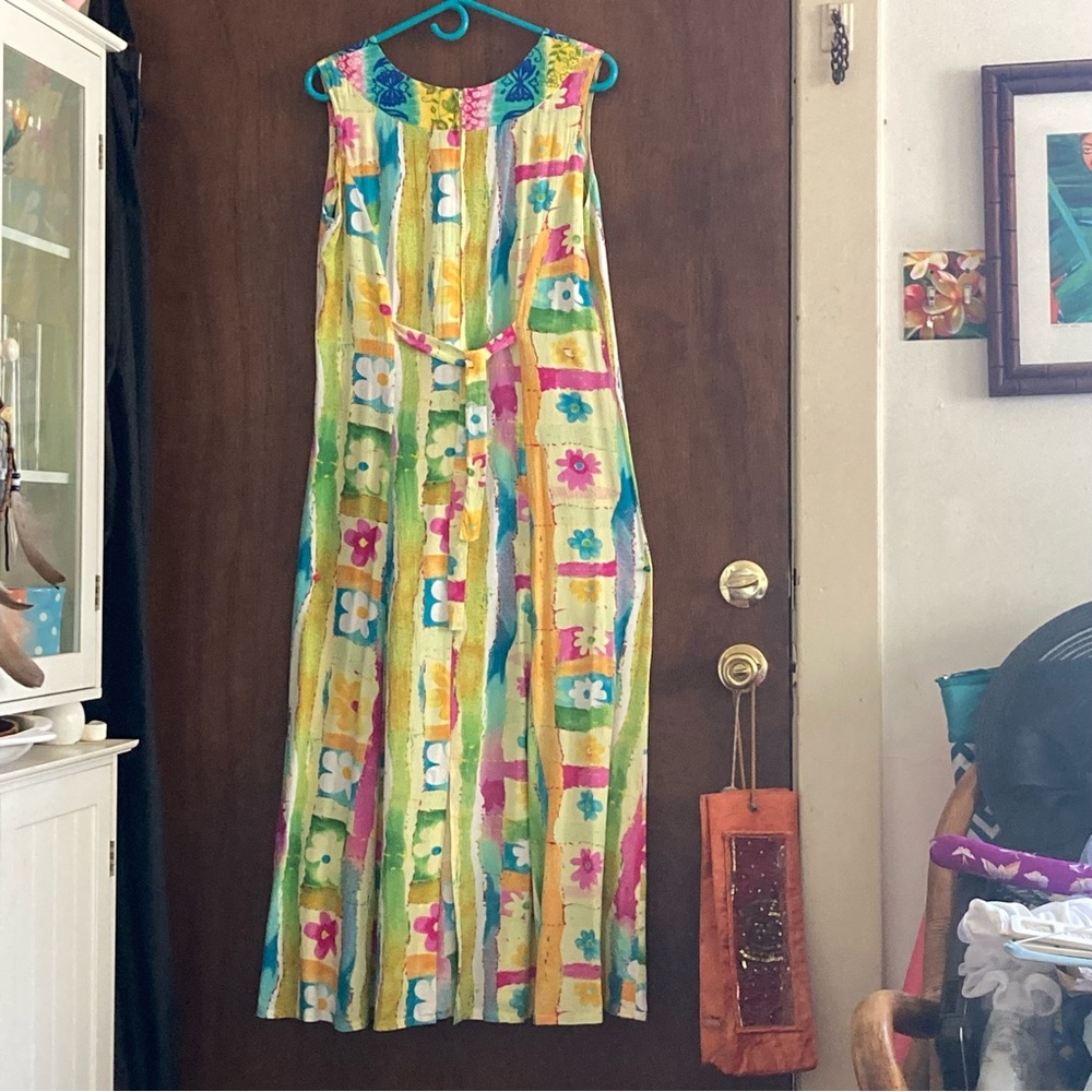 Jams World Yellow Green Sleeveless Maxi Sundress